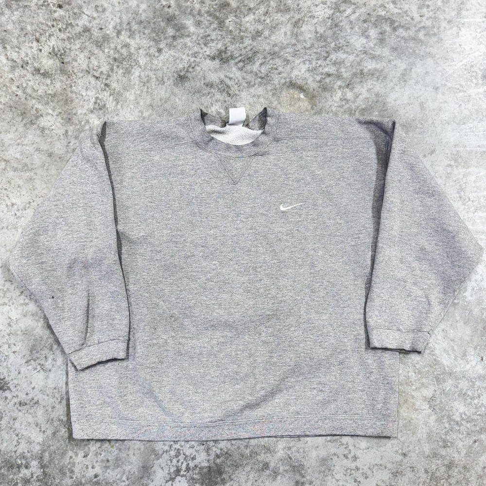 Vintage Nike Sweatshirt mens Medium Gray Crewneck Swoosh Made in USA 90s