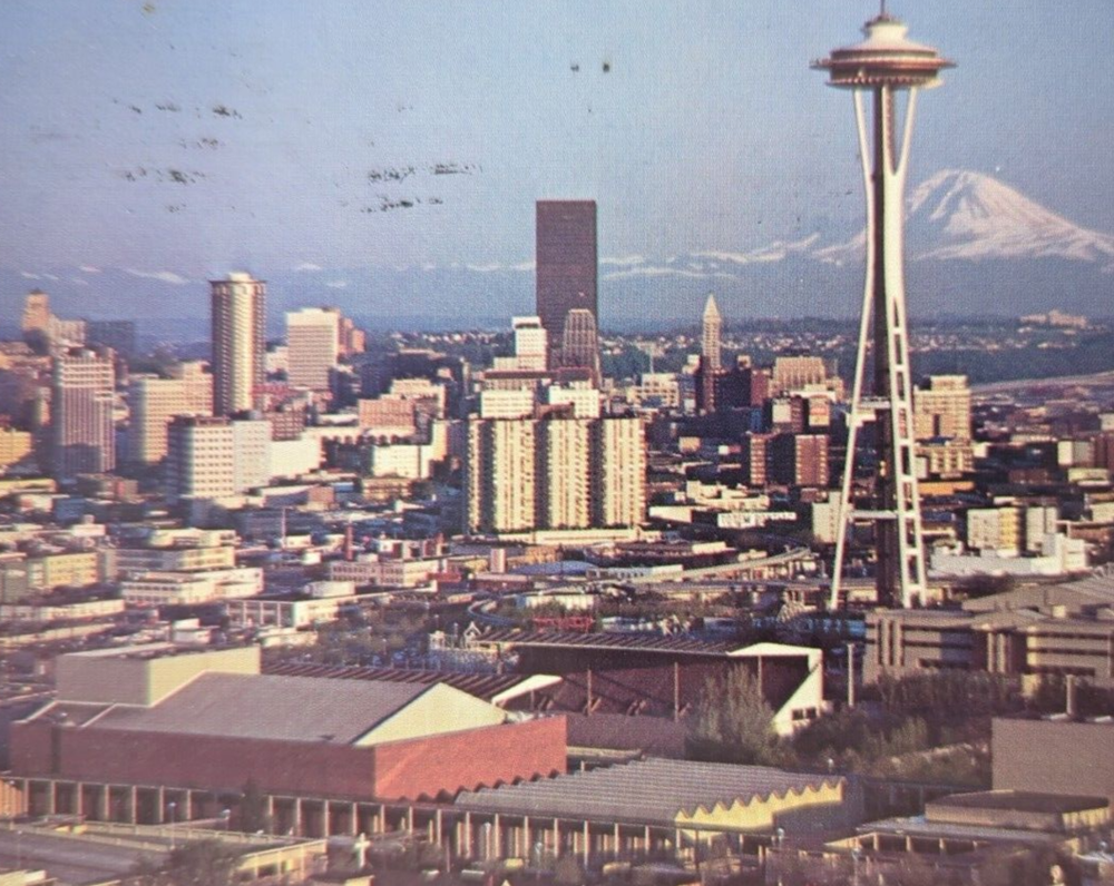 Vintage Seattle Aerial Postcard with Space Needle and Opera House