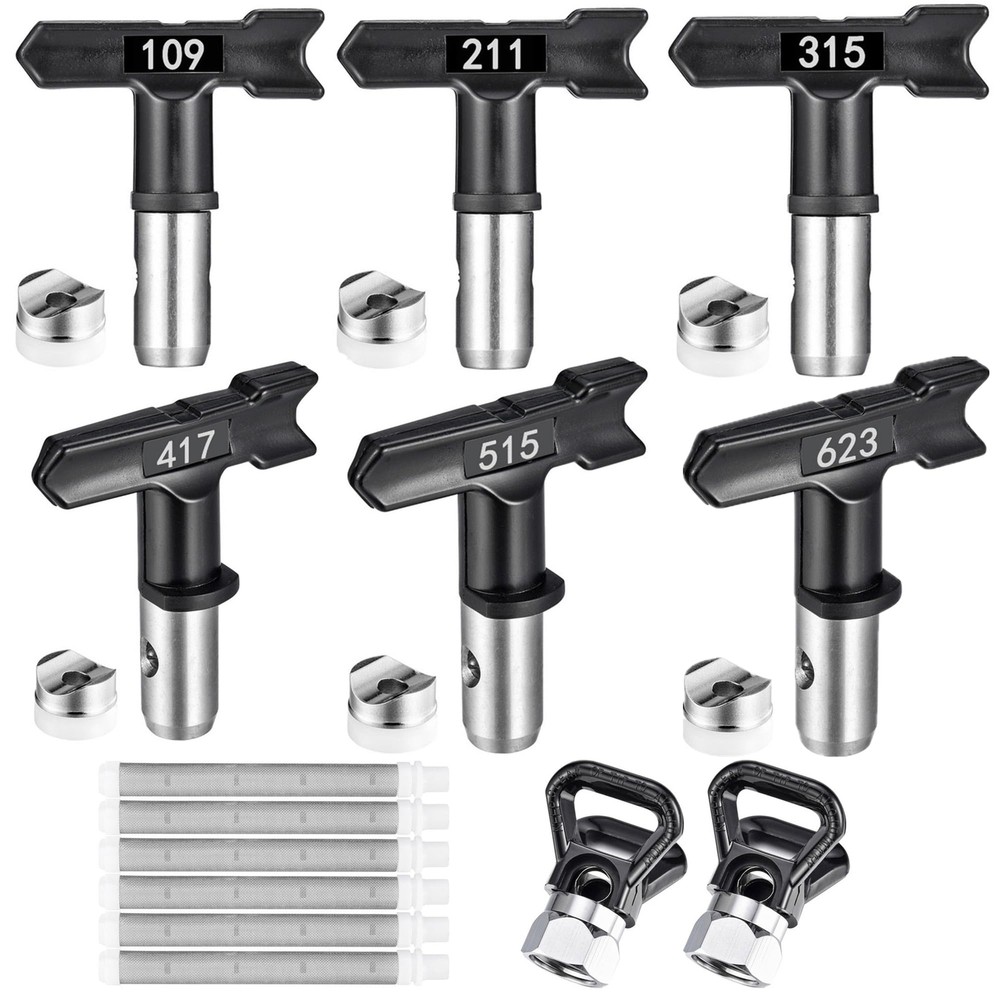 14 Pieces Airless Spray Tool Set, 6 Airless Paint Sprayer Tips, 6 Airless Pai...