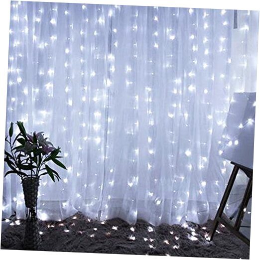 300 LED Fairy String Lights - 9.8ft x 9.8ft Curtain with 8 Lighting Modes in Warm White