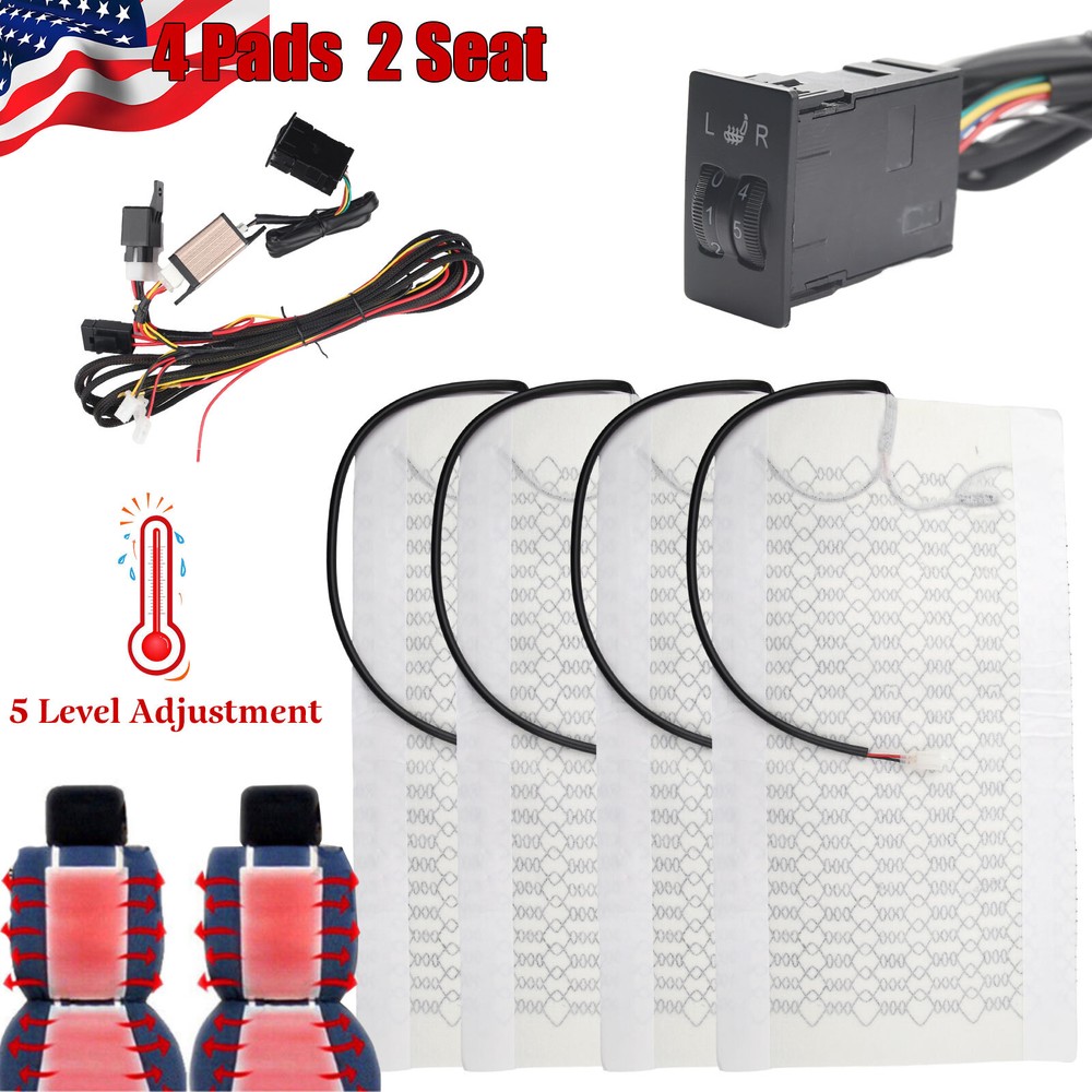 Car Seat Universal Carbon Fiber Heated Cushion Seat Heater Pad 5Level Switch Kit