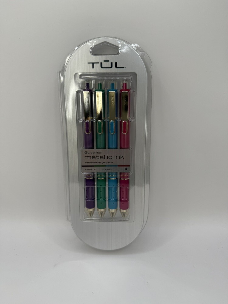 TUL Gel Pens, Medium Point, 0.8 mm, Assorted Deep Metallic Inks, 4 pens