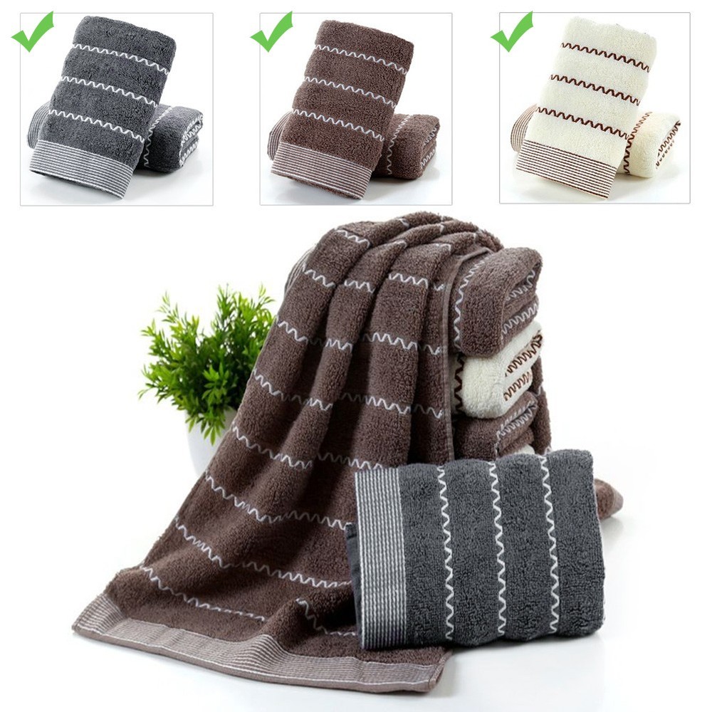 3-piece Yarn Jacquard Water Ripple Towel Set, Soft and Absorbent, Quick Drying