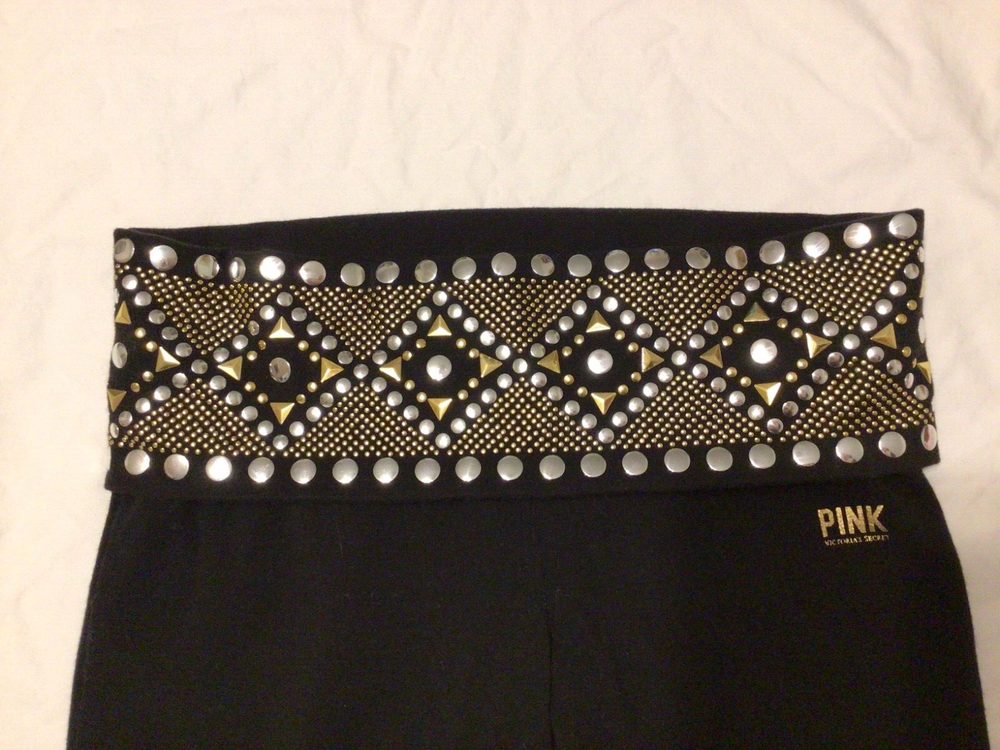 VTG Y2K Victoria's Secret PINK Bling Studded Foldover Yoga Pants XS Rare
