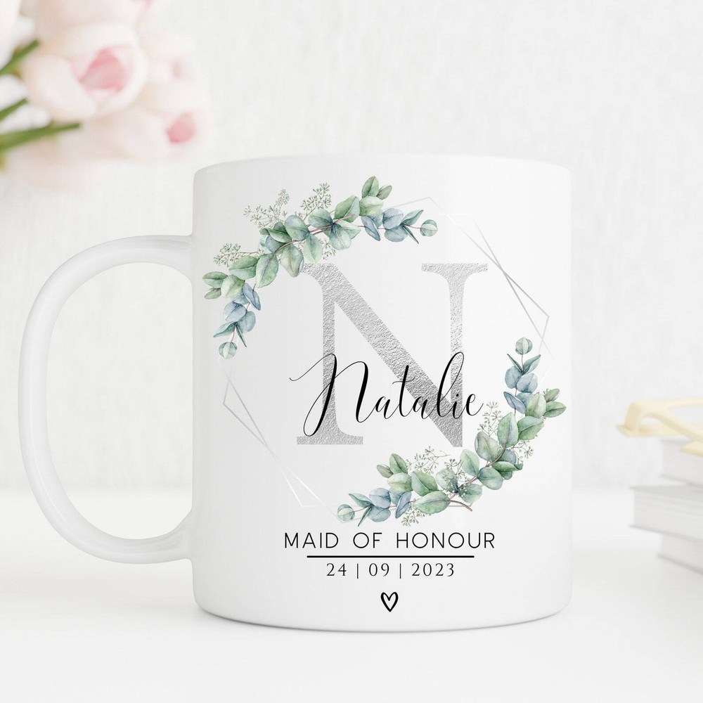 Bridesmaid Initial Mugs Maid Of Honor Proposal Wedding Gift Team Bride Custom