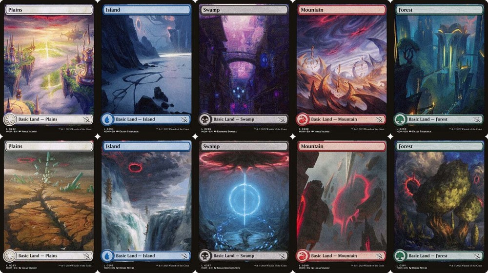 March of the Machine Full Art Land set (1 each of 10) MTG Magic