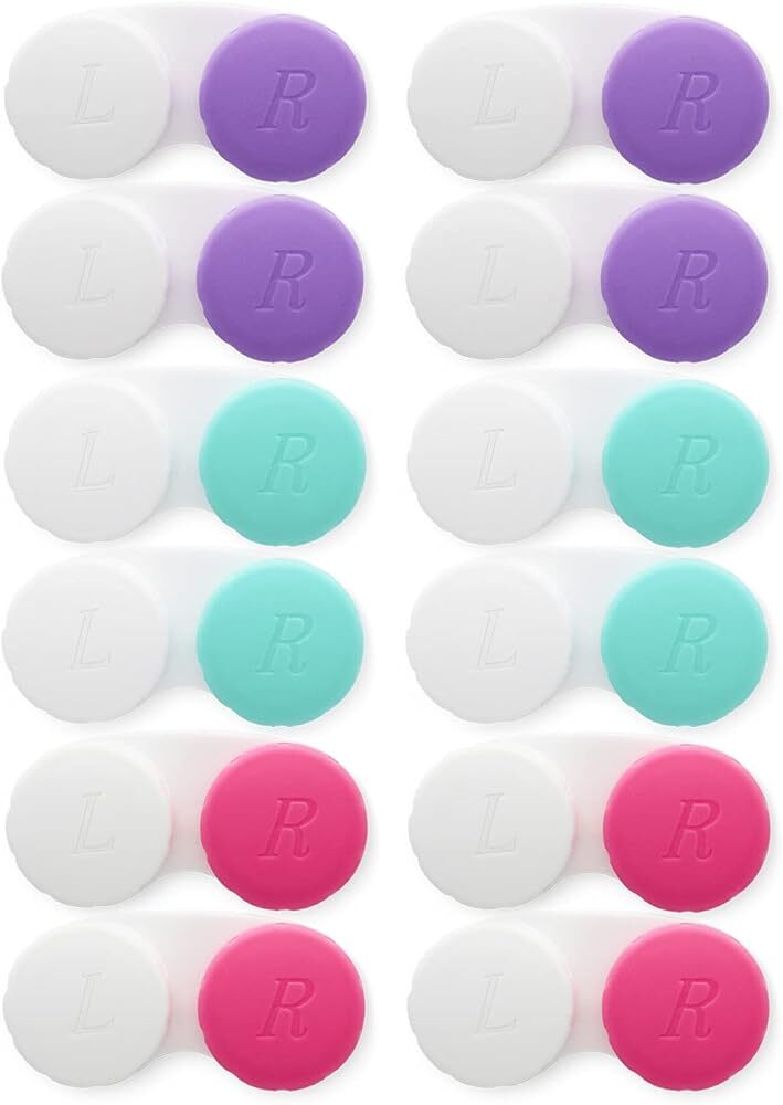 12-Piece Colorful Contact Lens Case Set for Left & Right Eyes – Compact & Portable
