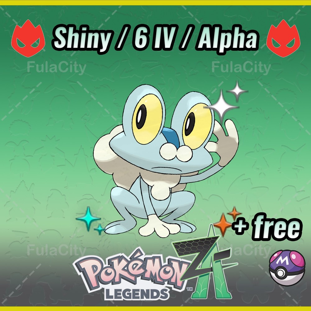 Froakie Pokemon Legends ZA ⚫ Shiny 6 IV 🟢 Alpha ⚫ @ Master Ball