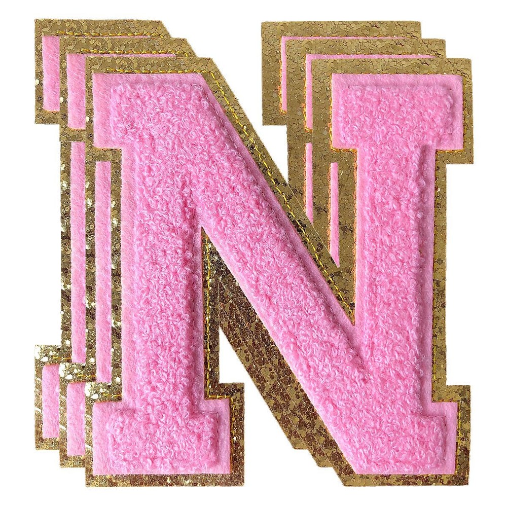 3PCS 4.5 Inch Pink Chenille Varsity Iron-On Letters Patch