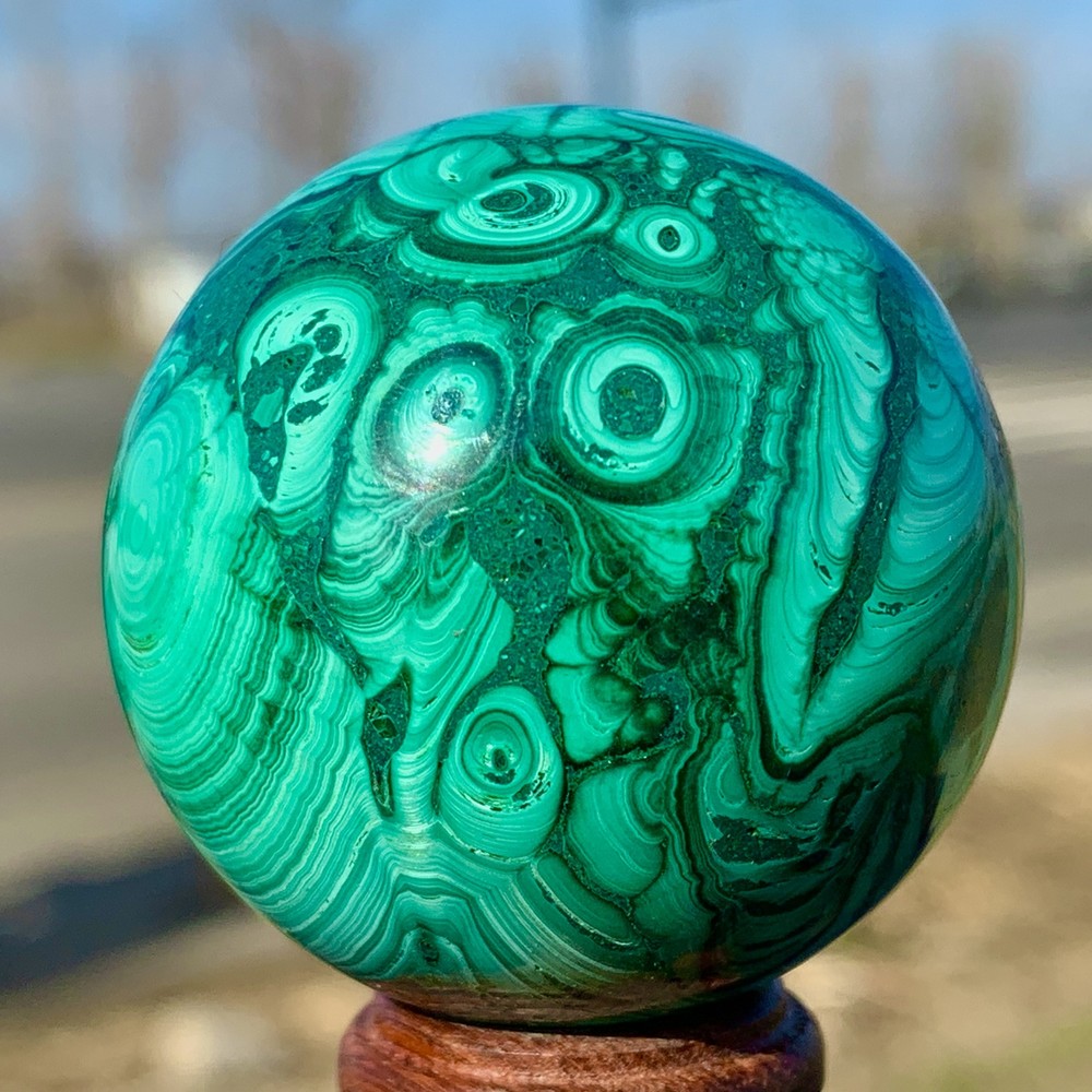 137G Natural glossy Malachite ball transparent cluster rough mineral sample