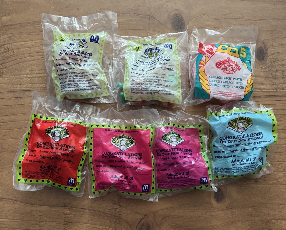 VTG Mcdonalds Toys CABBAGE PATCH KIDS Collectible Lindsey Mimi Jennifer Kimberly