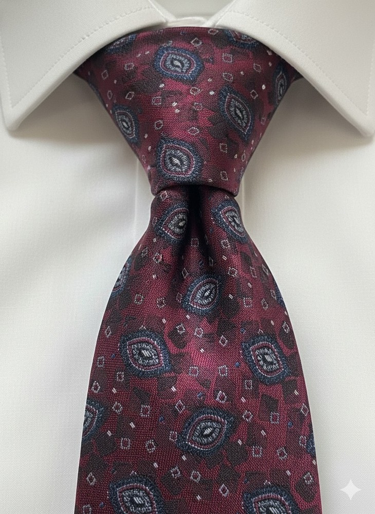 Robert Talbott Tie Red Geometric Medallion Silk Men's Necktie Luxury Business