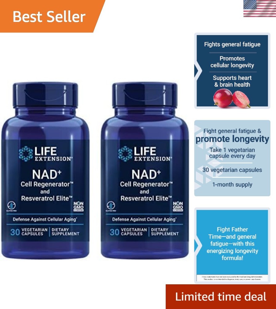 NAD+ Cell Regenerator and Resveratrol Elite, NIAGEN nicotinamide riboside, Tr...