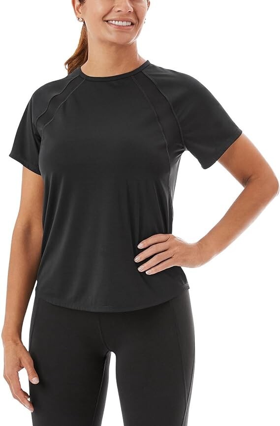 Members Mark Womens Moisture-Wicking Active Tee Black XXL Workout Ready-image