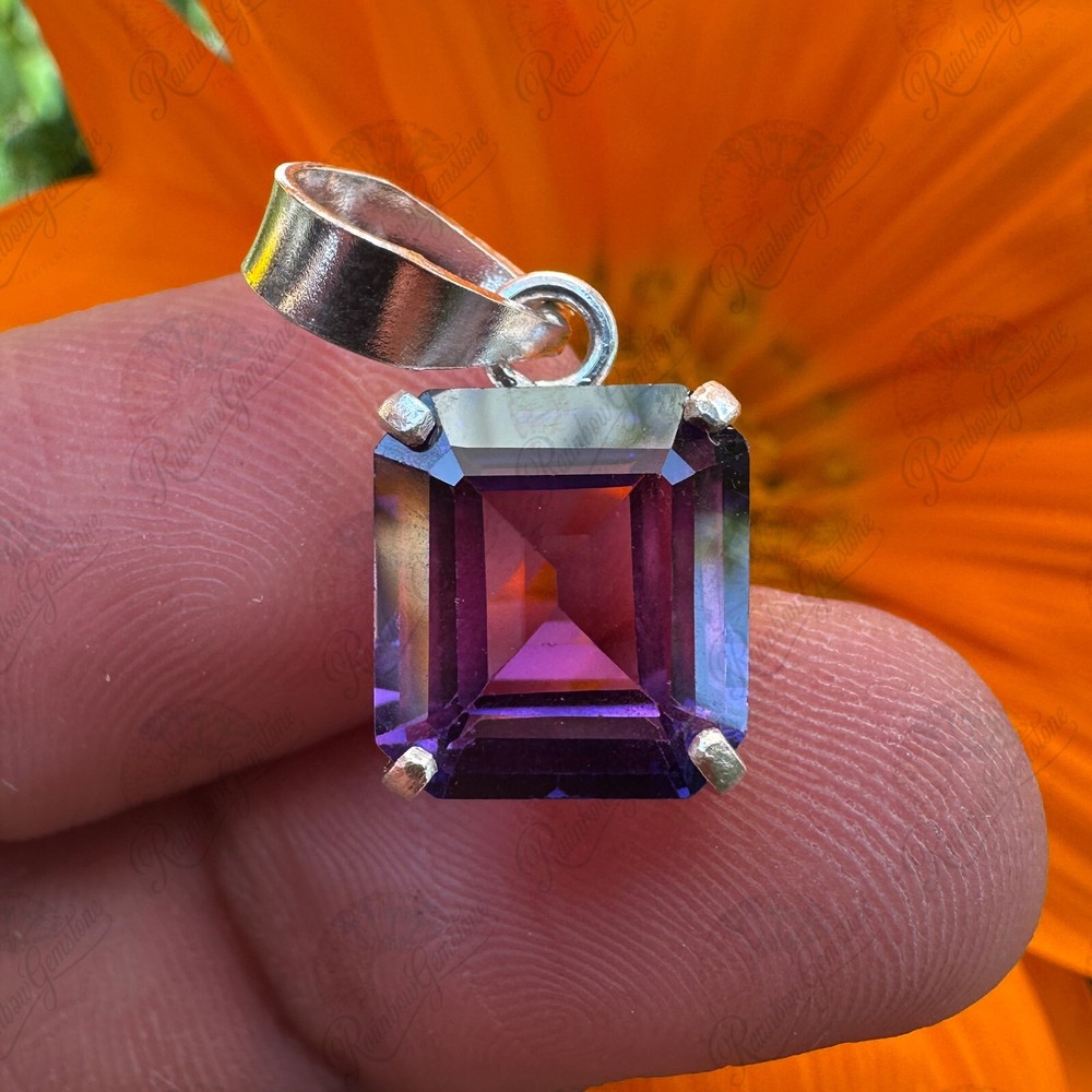 11.80 Ct Natural Purple Sapphire Pendant in 925 Sterling Silver Handmade Jewelry