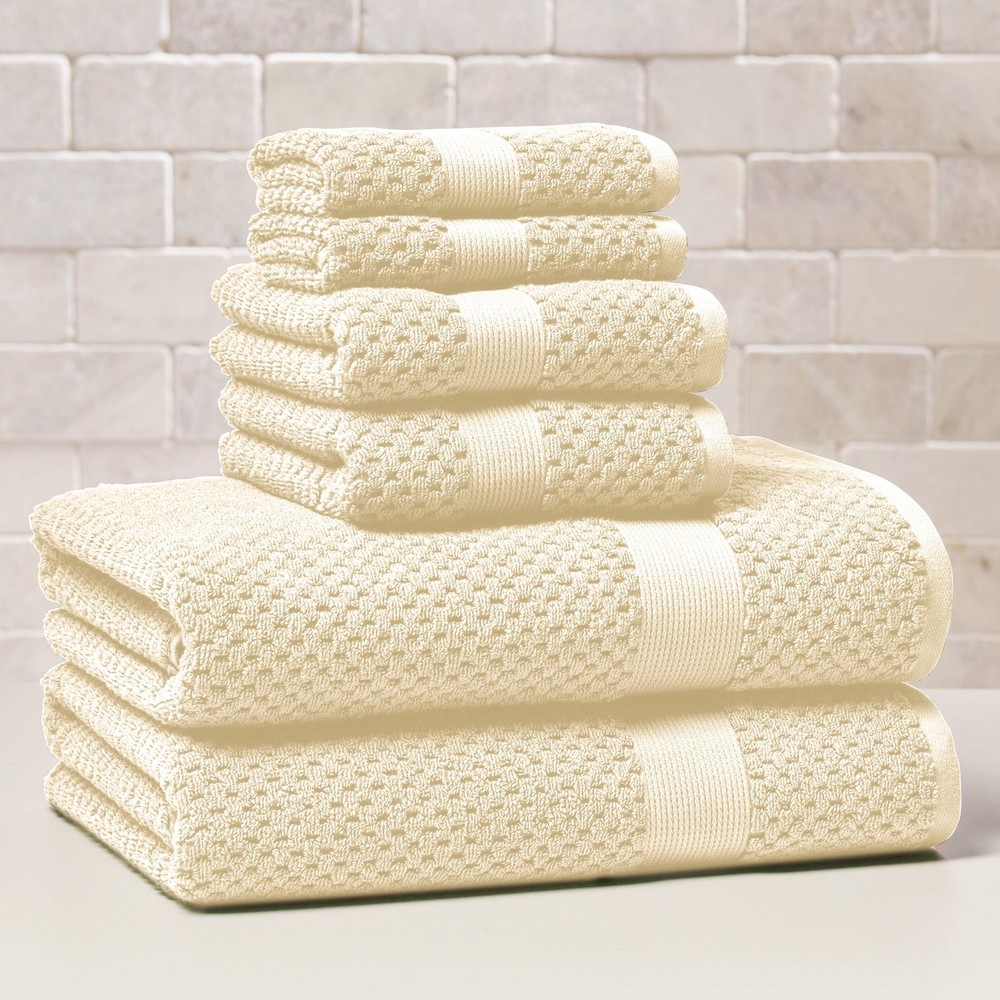 Soft Popcorn Texture 6-Piece Towel Set in Vanilla Dream