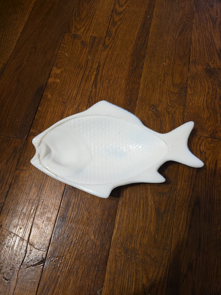 Antique Milk Glass Fish Bowl Dish Patented June 4 1872 Collectible