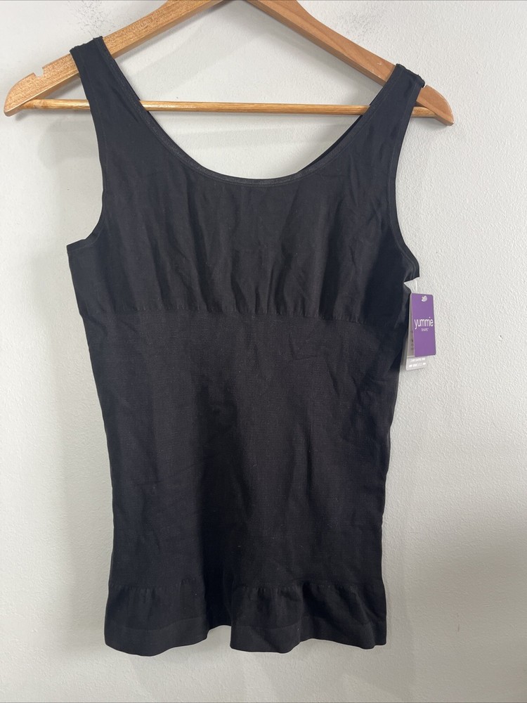 Yummie Stephanie Womens 2-Way Shaping Tank Top Black Plus Size 1X 2X