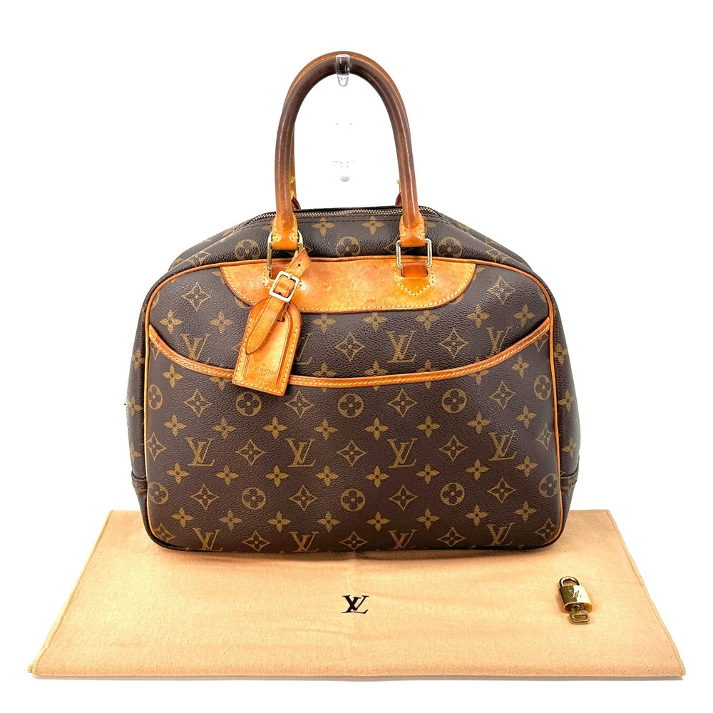 Louis Vuitton Deauville Monogram Hand Bag M47270 Leather Brown Authentic