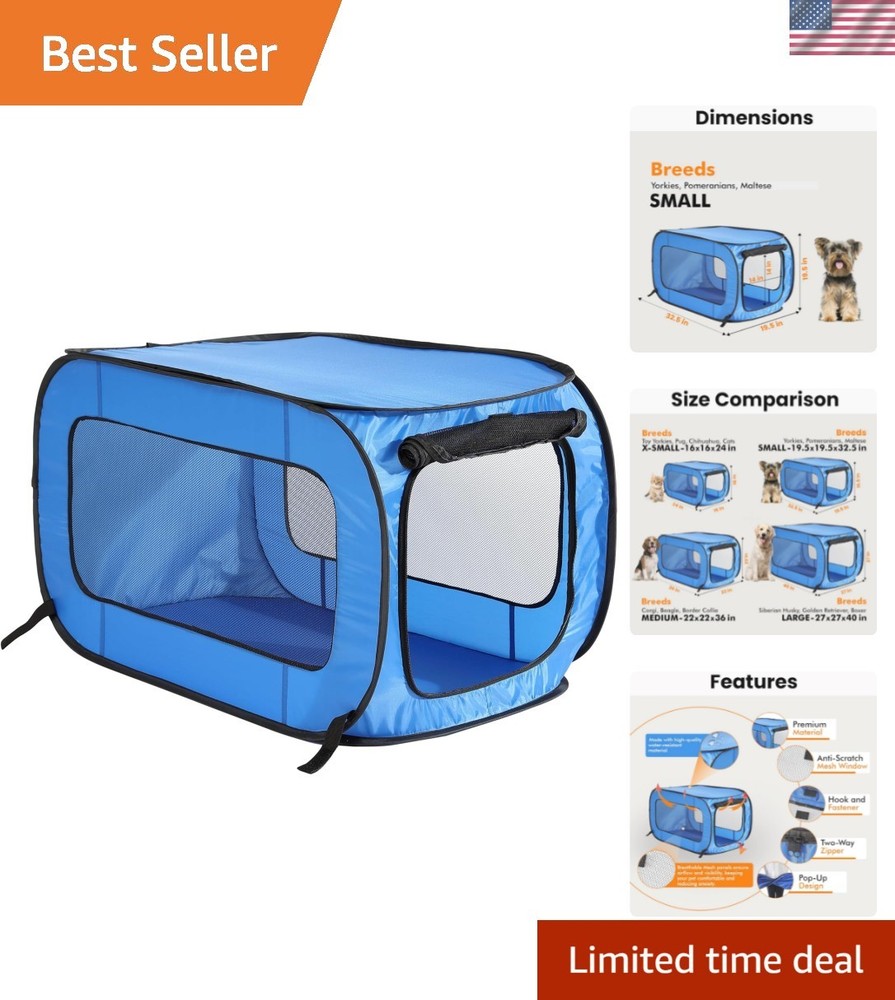 Lightweight Pop-Up Dog and Cat Crate - 32.5