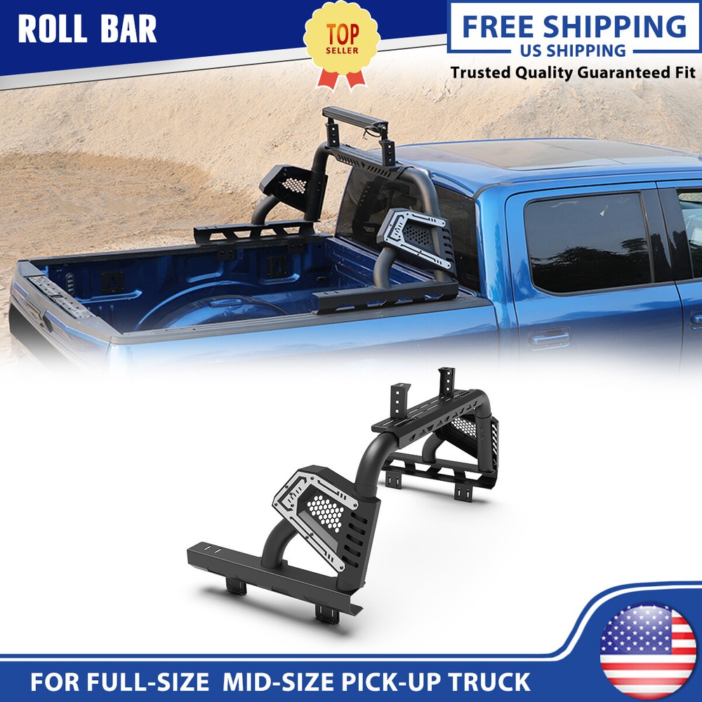 Adjustable Sport Roll Bar Chase Bed Rack Steel For Mid/Full Size Pickup Truck