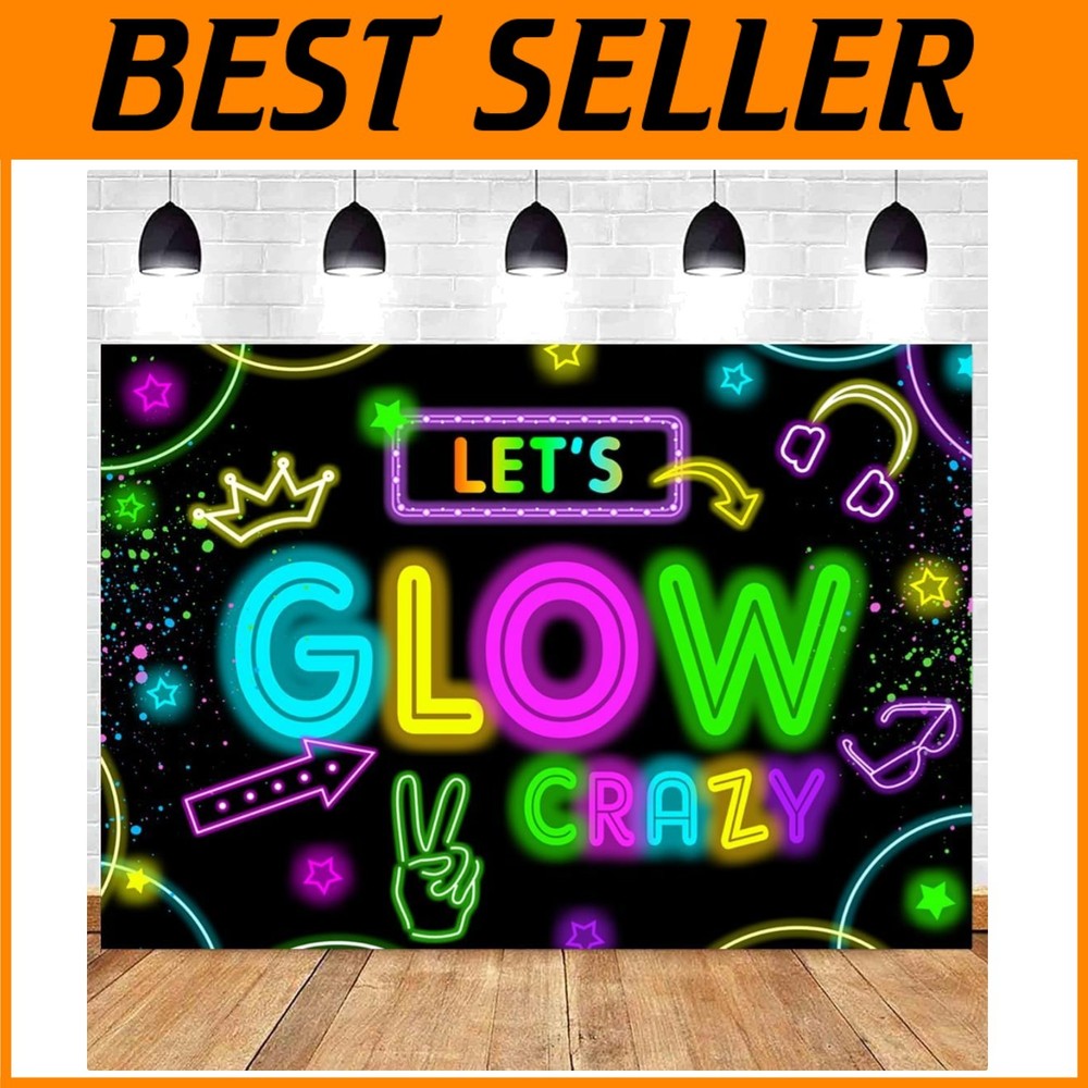 Vibrant Neon Glow Party Decorations Backdrop