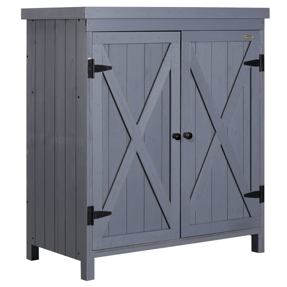 Outdoor Galvanized Garden Storage Cabinet for Tools and Supplies