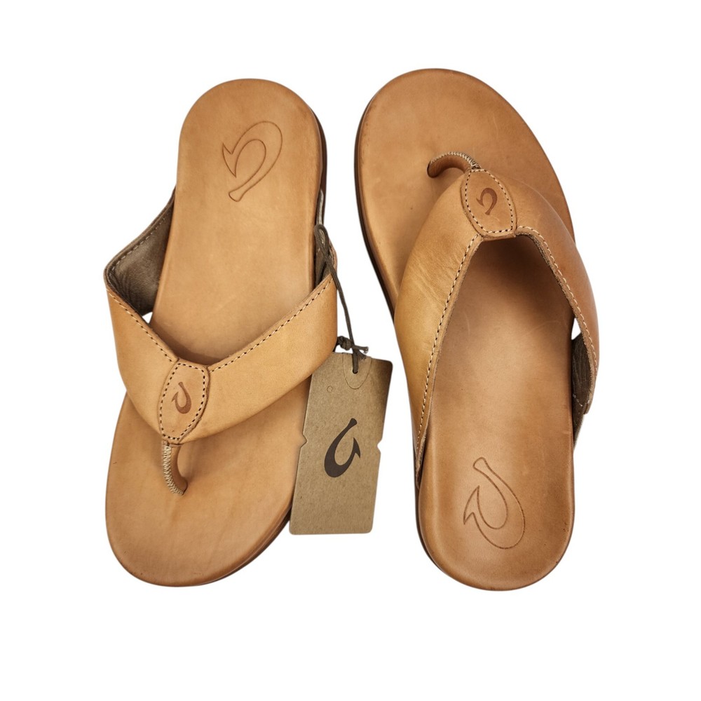 NWT OluKai Malino Leather Suede Sandals Flip Flops Men's Size 9