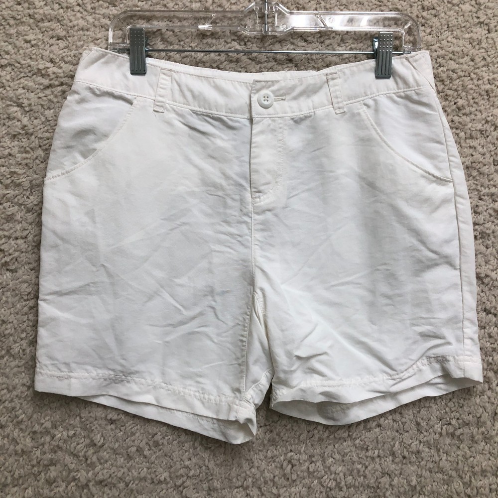 Columbia Shorts 8 Womens White Chino Flat Front Mesh Lined Mid Rise Outdoor