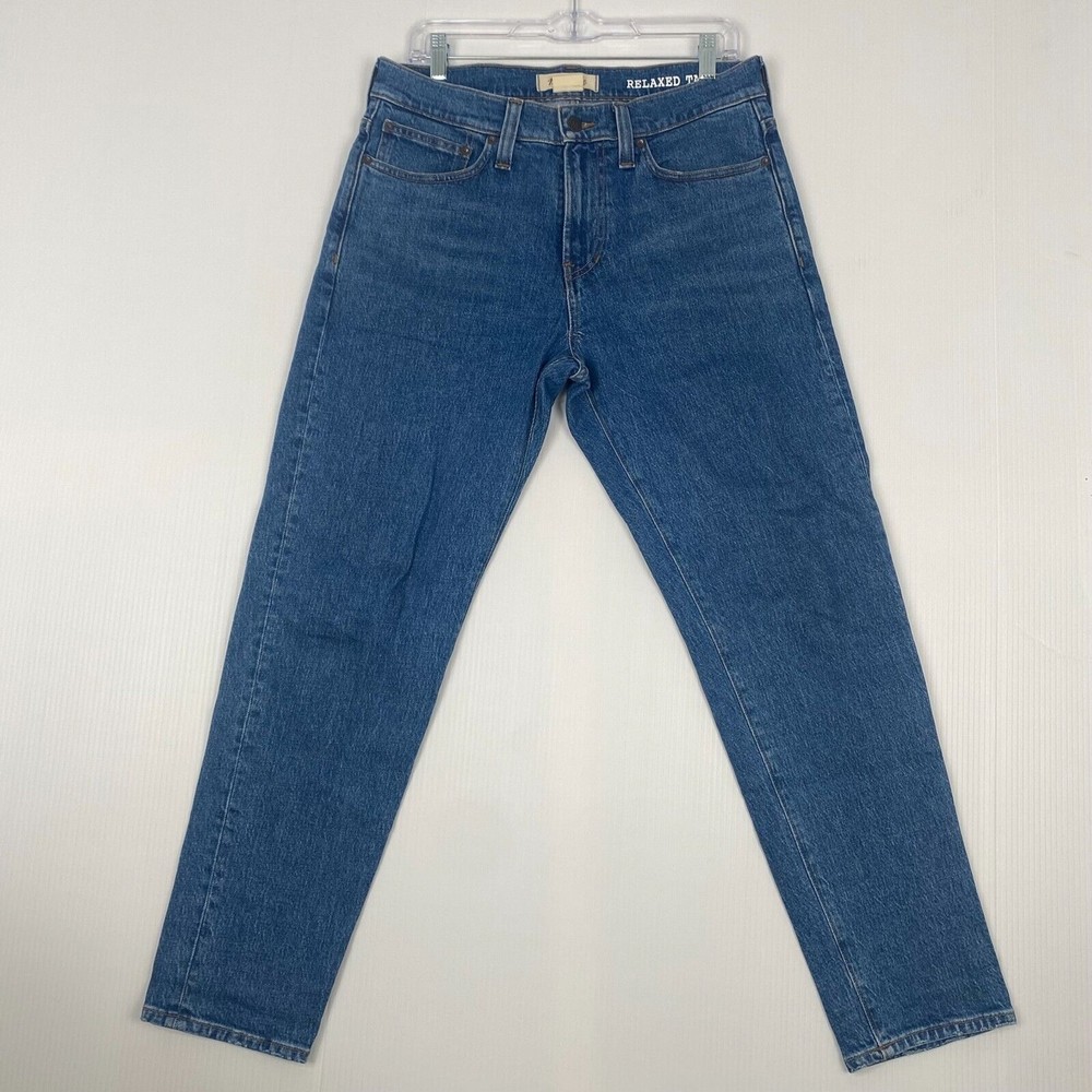 Madewell Womens Relaxed Taper High Rise Blue Jeans Size 31/30 Stretch Pockets