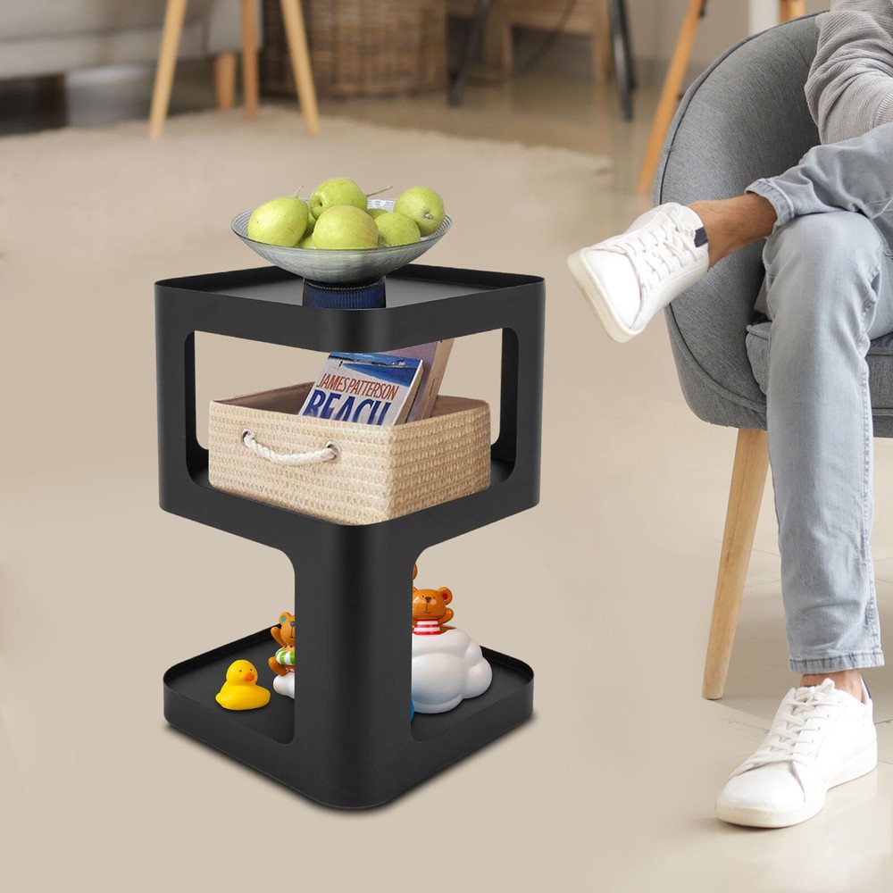 3-Tier Space-Saving Side Table for Living Room Bedroom or Office Storage  