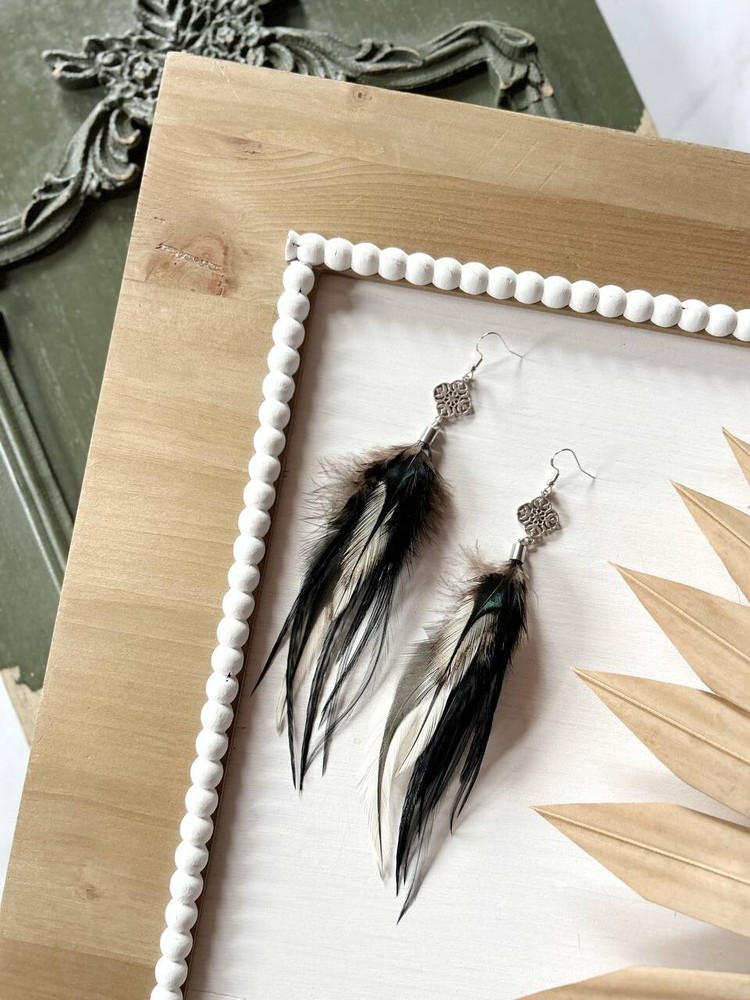 Christmas gifts, Black Feather Earrings, Beach Accessories, Boho Party Outfit