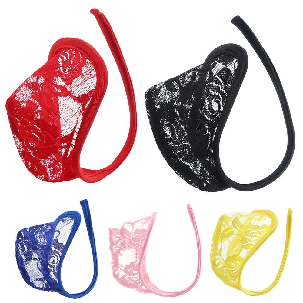 Mens See Through Sheer Bulge Pouch Bikini G-String Thong Tulle Briefs Lingerie