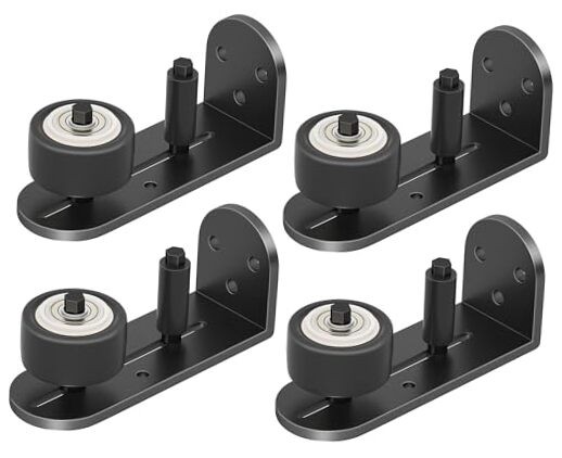 4PCS Sliding Barn Door Floor Guide with Quiet Bearing and Adjustable Rubber Stopper