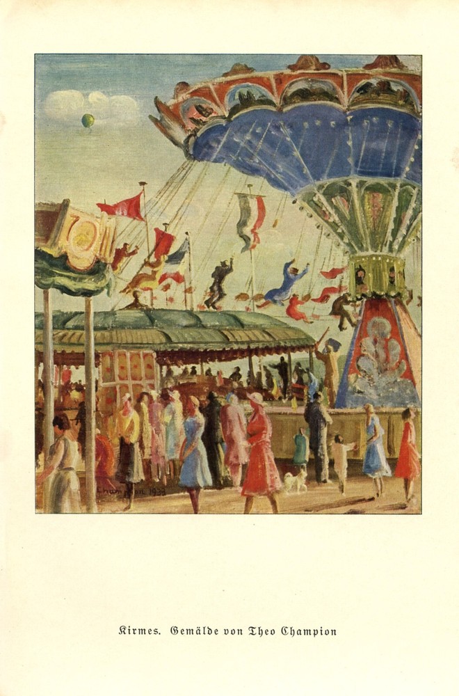 Funfair 1934 art print by Theo Champion * in Dusseldorf fair carousel
