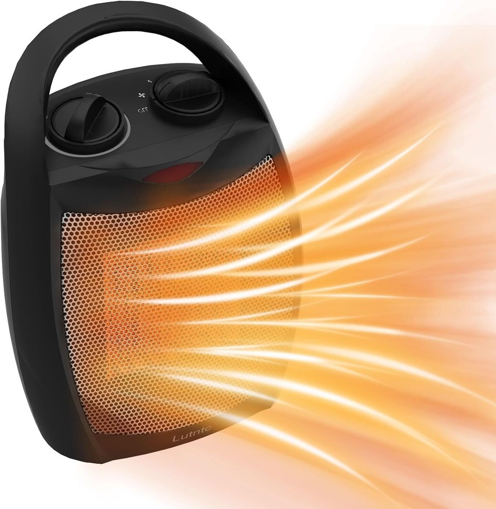 Portable Electric Space Heater with Thermostat 1500W/750W Safe and Quiet Cera...