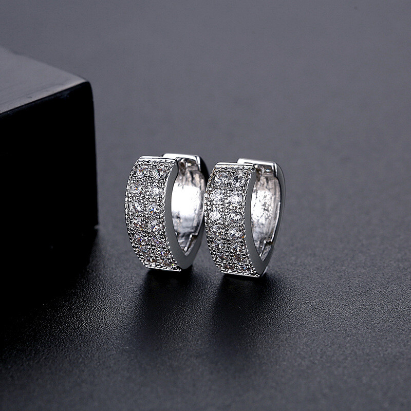 Copper Micro Inlaid Zircon Love Earrings Classic Womens Gold Plated Jewelry Gift