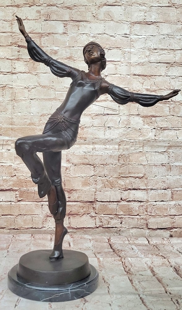 Art Deco Nouveau Chiparus Bronze Dancer Sculpture 22 Inch