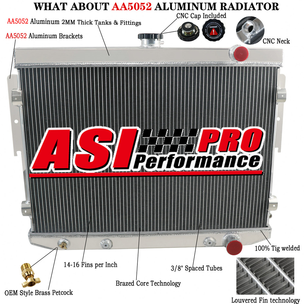4 Row Aluminum Radiator for 1973-78 Chrysler Dodge Plymouth Mopar 7.2L V8 CC503