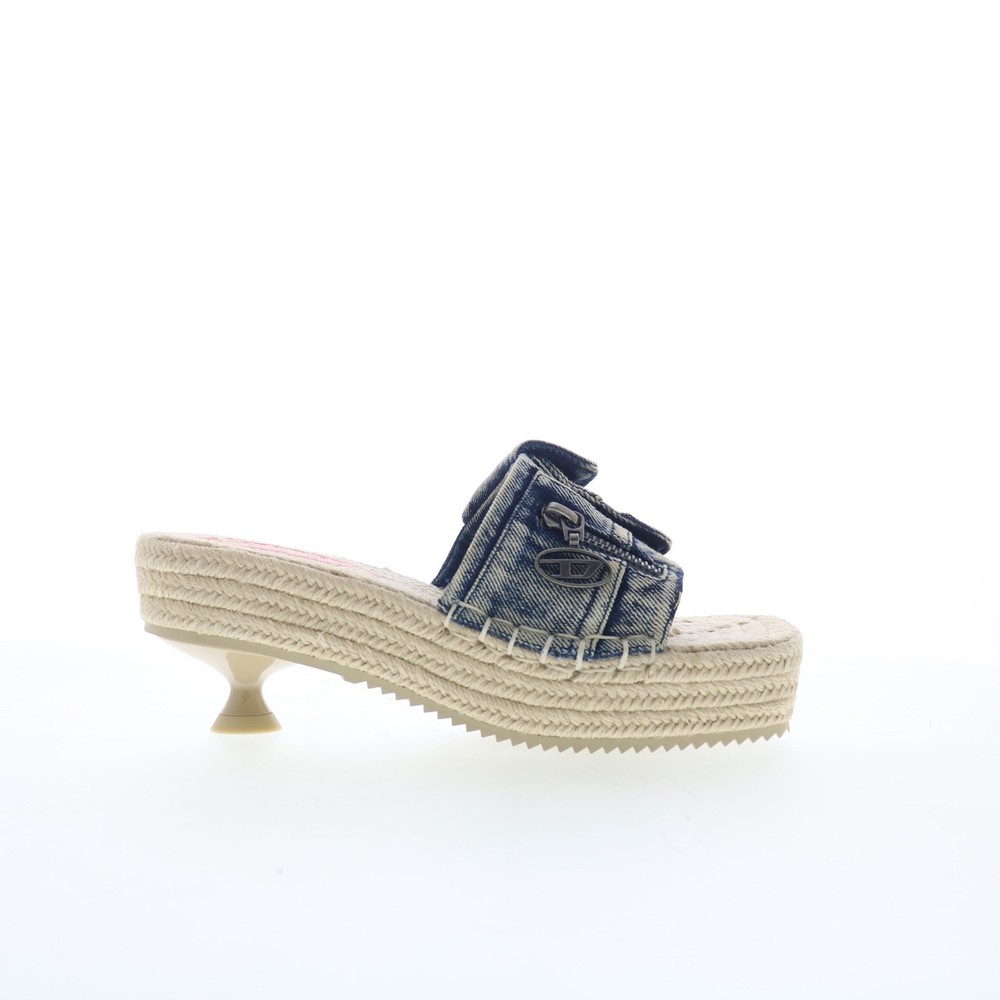 Diesel D-Ibiza 40 PCK Y03568-P8100-HA378 Womens Blue Heeled Sandals Shoes 6