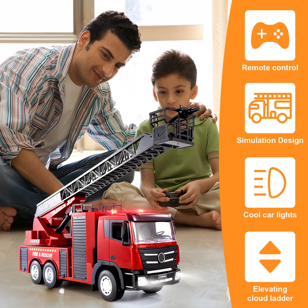 2.4GHz RC Firetruck Electric Remote Control Fireengine Vehicle Toy with Light