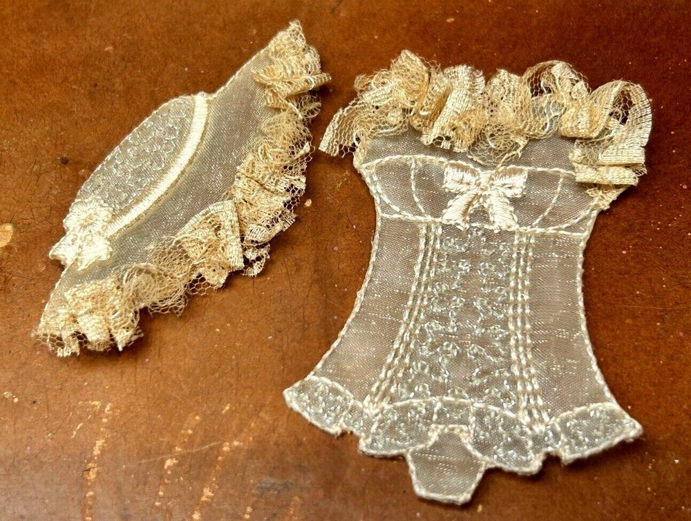 appliques iron-on corset hat 2pc set made in France champagne