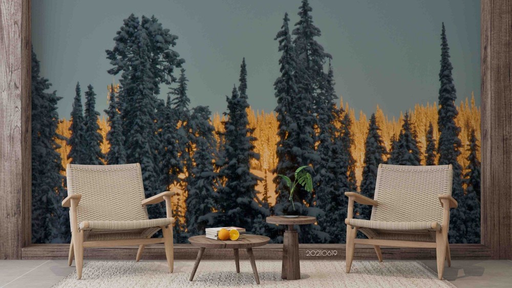 3D Pine Forest Winter Landscape Wall Murals Wallpaper Murals Wall Sticker