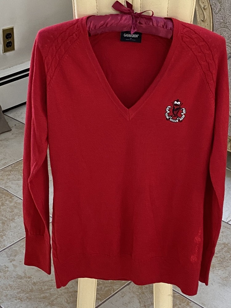 Mens Golf Red Sweater Wool Famous Golf Course Size M Royal Club Members Only