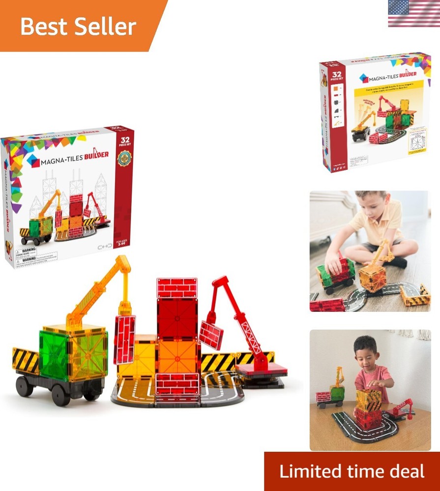Builder 32-Piece Magnetic Construction Set, The ORIGINAL Magnetic Building Brand