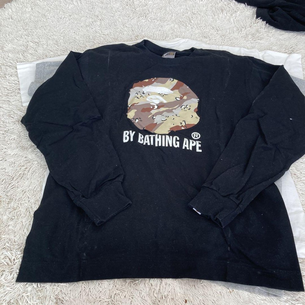 Excellent Used BAPE Shirt XL Authentic Rare Longsleeve  Black
