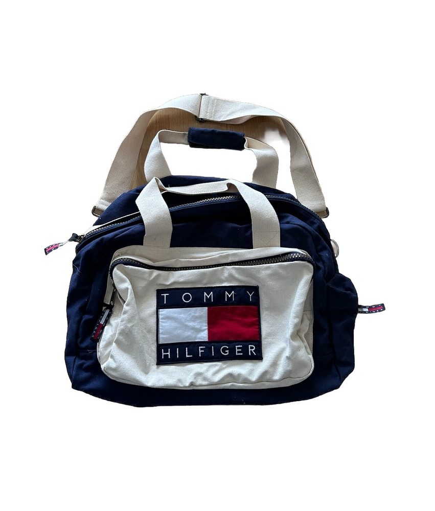 Tommy Hilfiger Vintage 90s Canvas Gym Duffle Bag with Spellout Logo