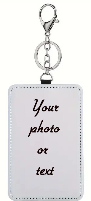 Custom PU Leather Keychain Card Holder - 3x4.5
