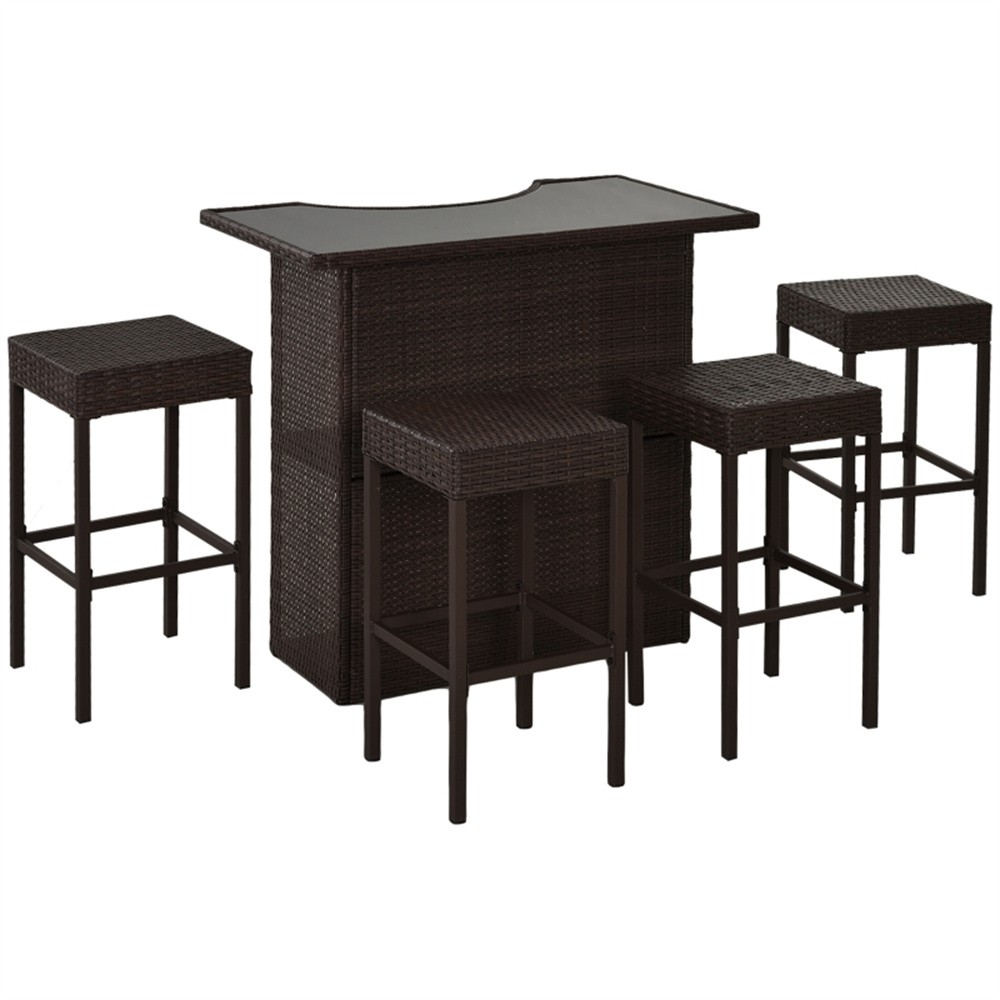 Tavern table and chair set,Glass table top provides a handy place to set drinks