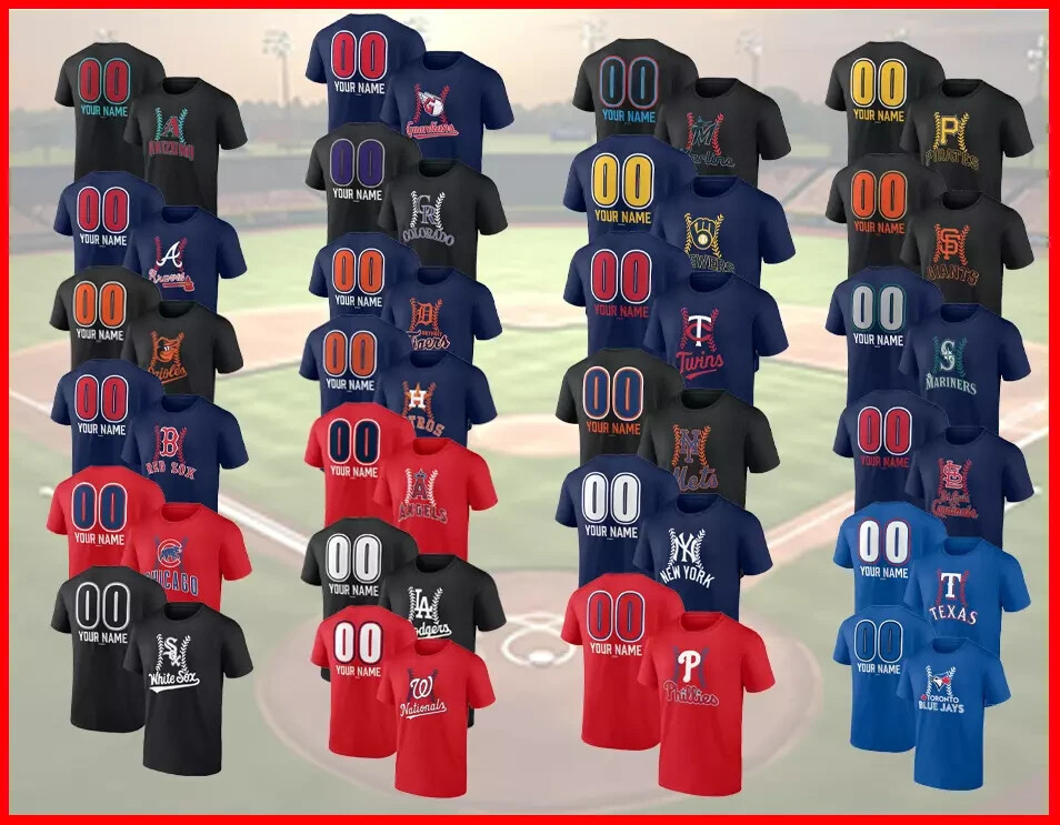 All Team Baseball Personalized Name & Number Fastball T-Shirt S-5XL